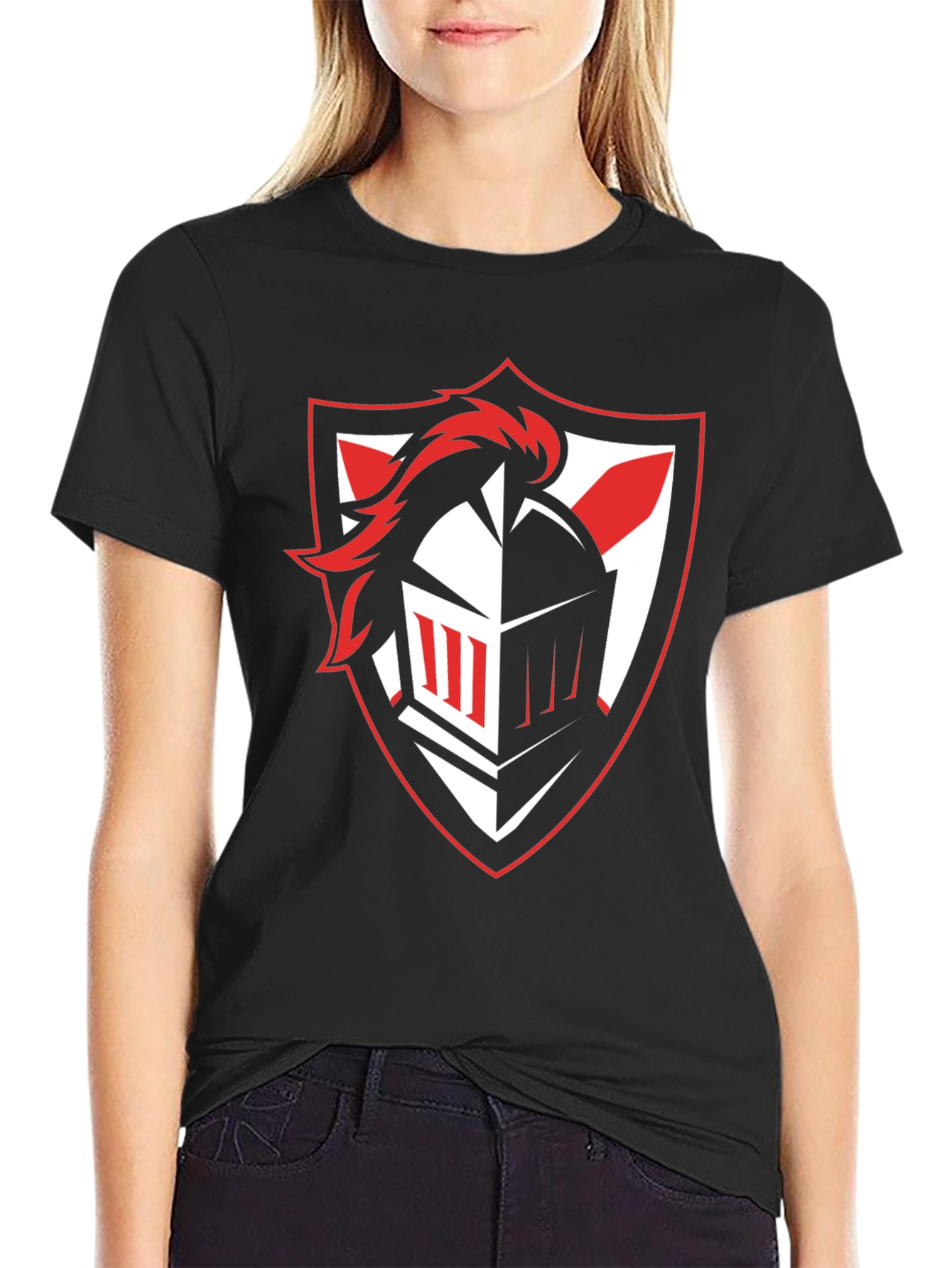 Knight Crest Graphic Tee - Black Cotton T-Shirt