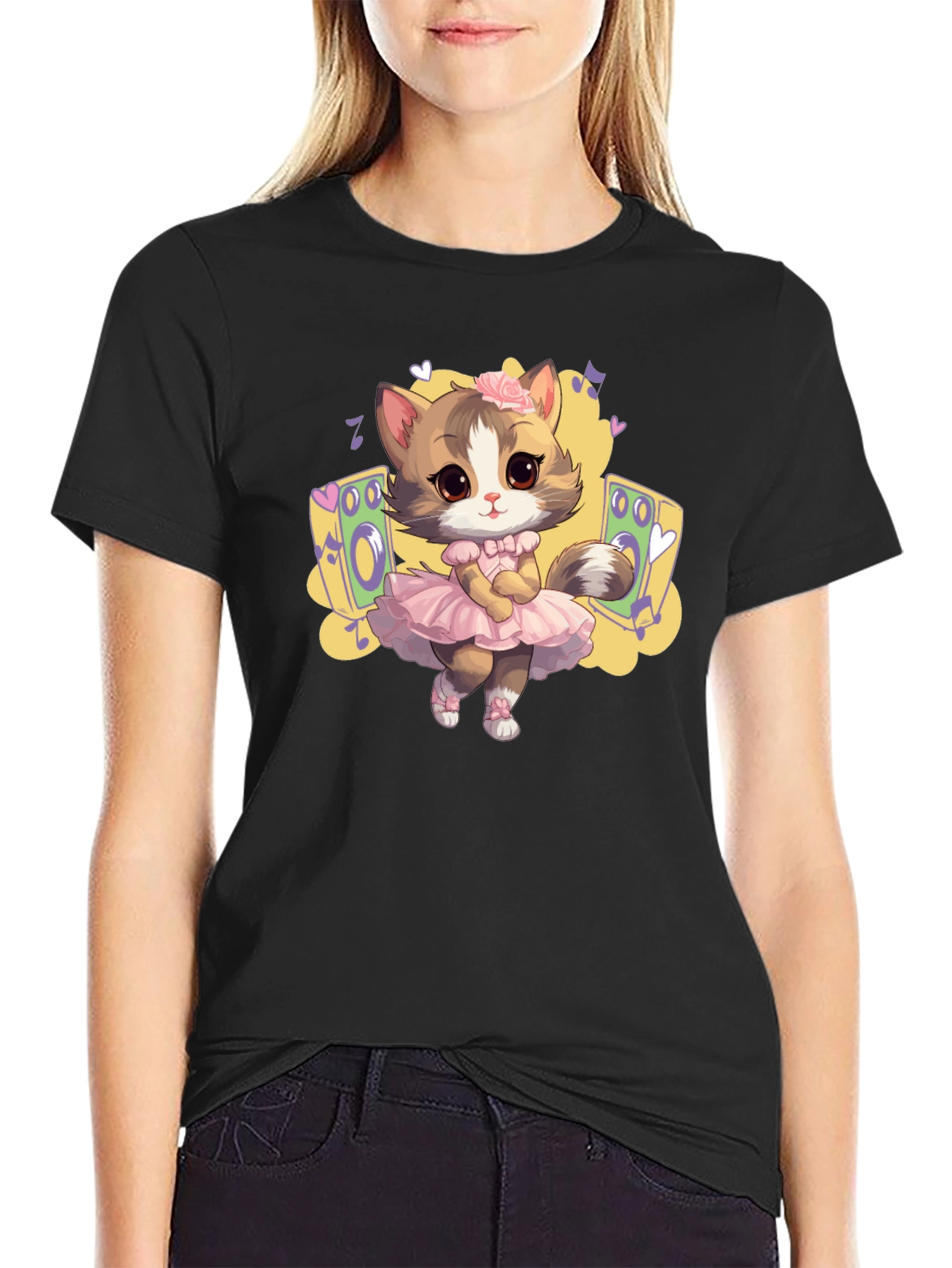 Cute Cat Ballerina Graphic Tee