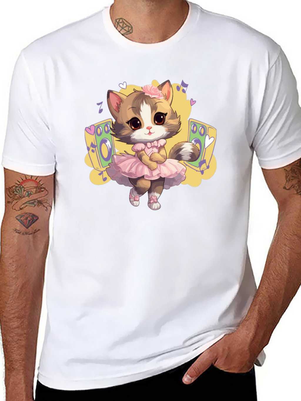 Cute Cat Ballerina Graphic Tee