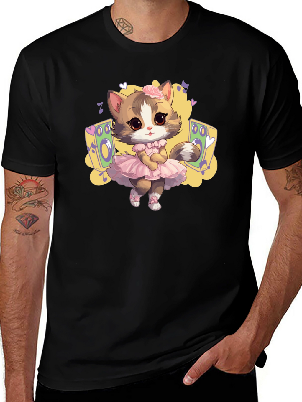 Cute Cat Ballerina Graphic Tee