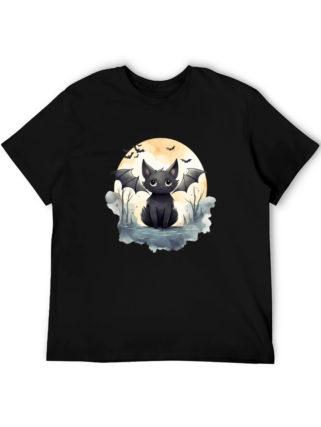 Cute Bat Cat Graphic Tee - Halloween T-Shirt