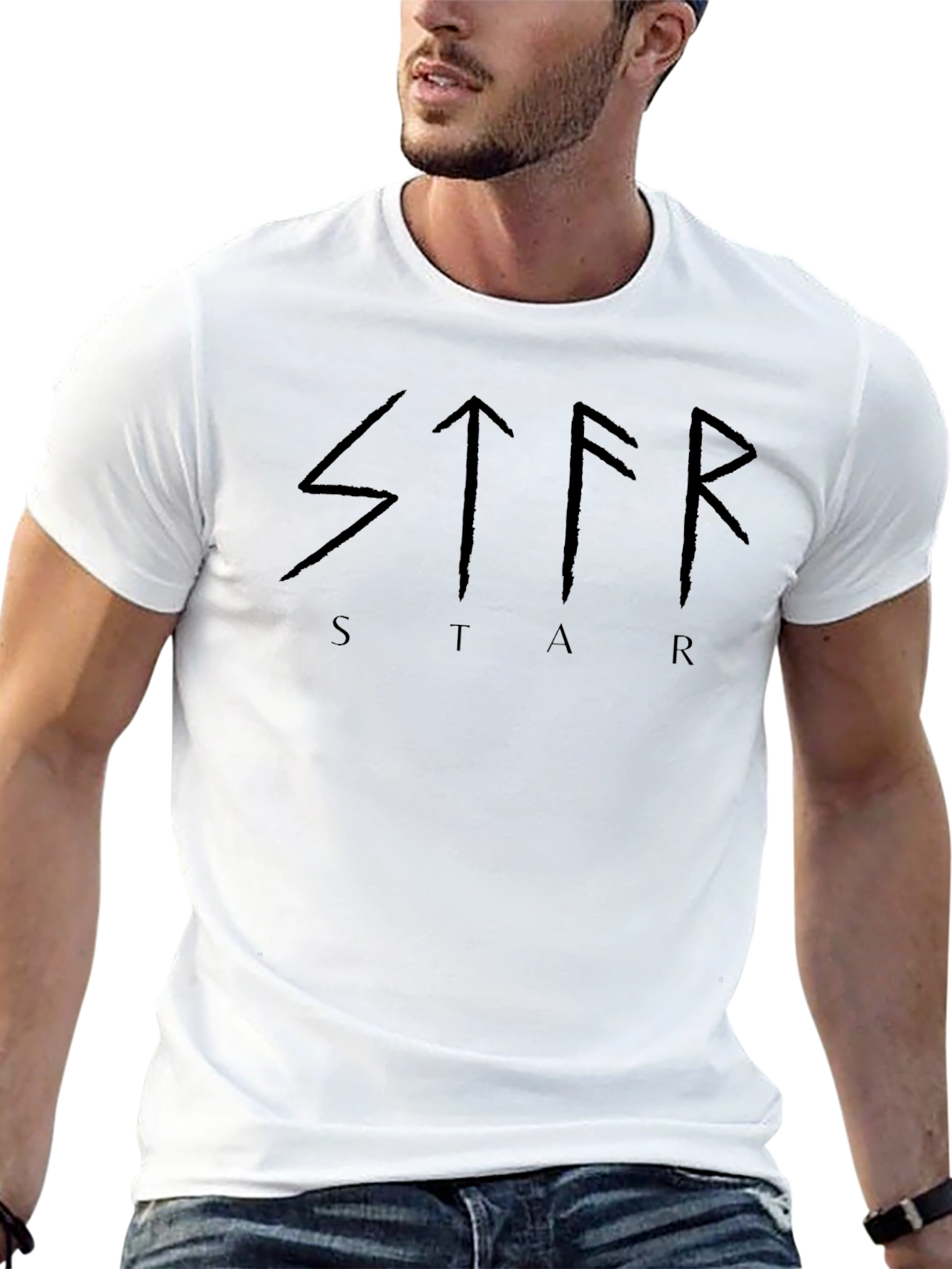 Black STAR Graphic Tee Shirt - Viking Runes
