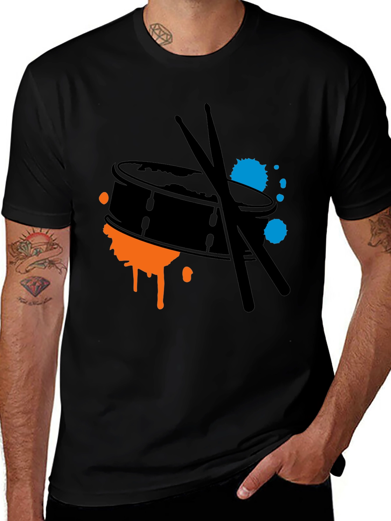 Drum Kit Splash Graphic Tee - Black