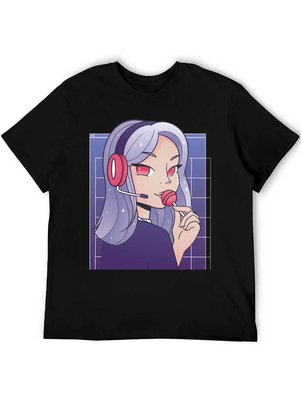 Anime Gamer Girl T-Shirt - Black Graphic Tee