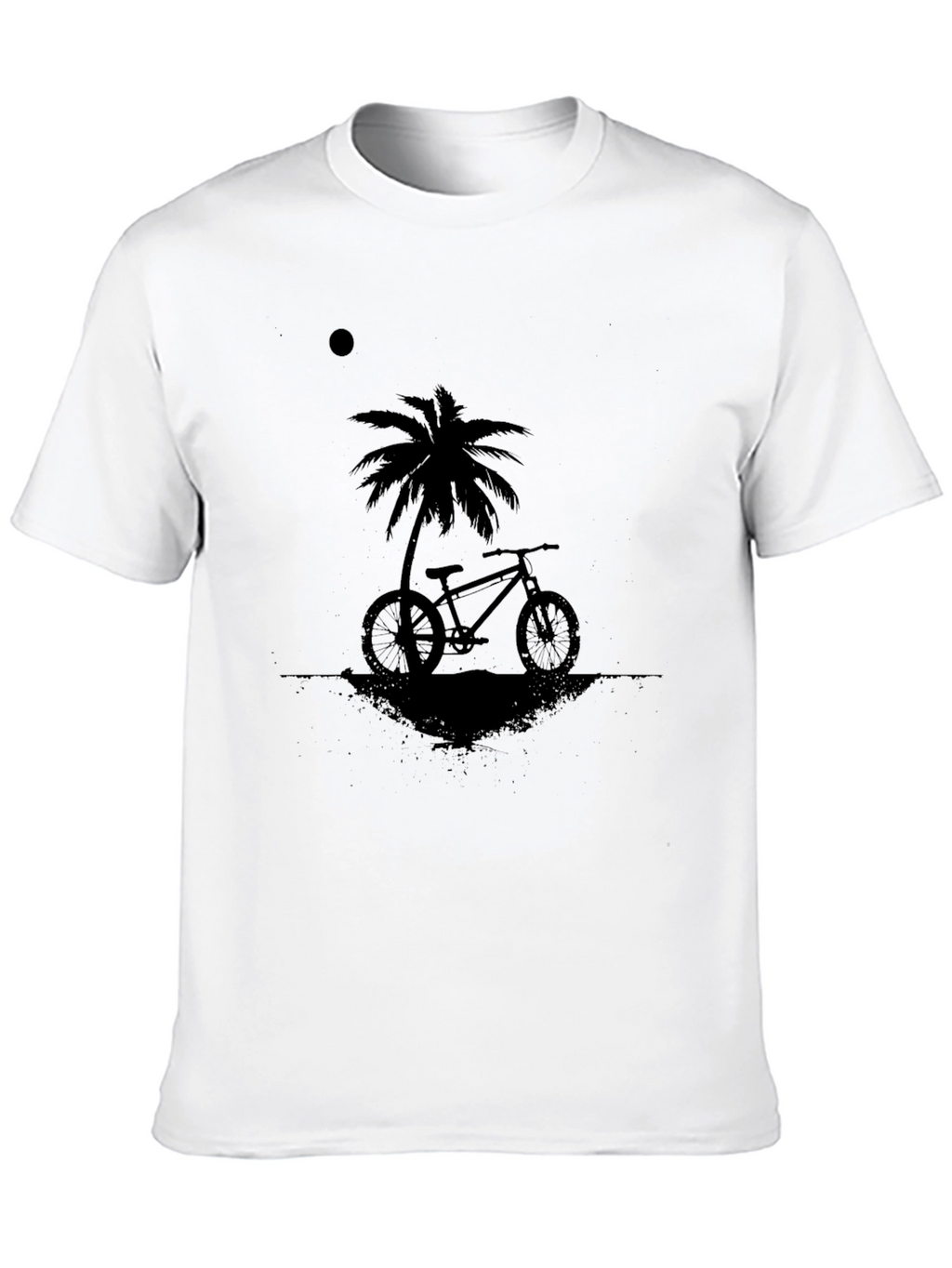 Black T-Shirt with Bike & Palm Tree Design