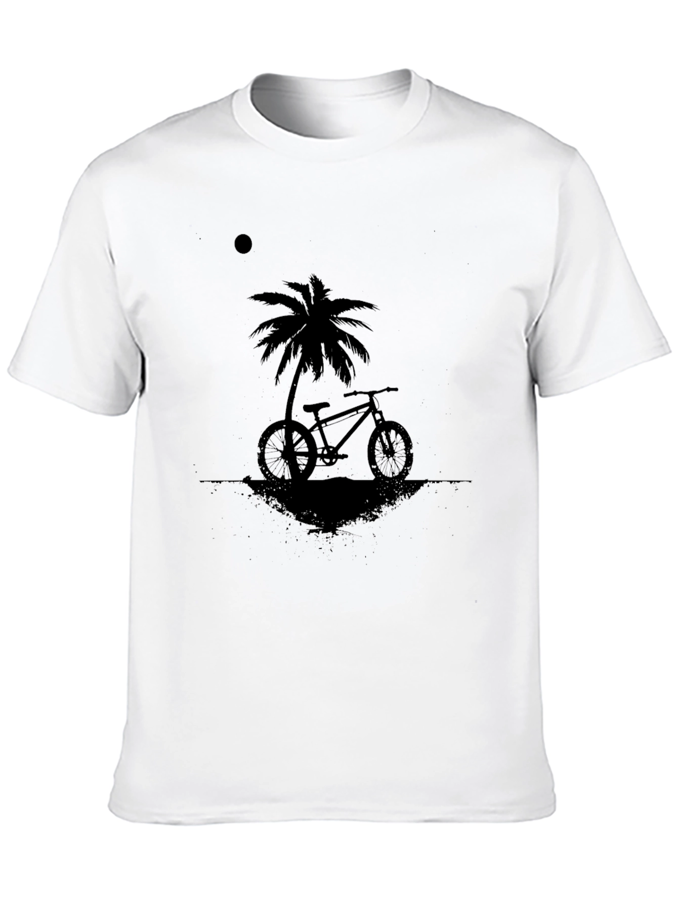 Black T-Shirt with Bike & Palm Tree Design