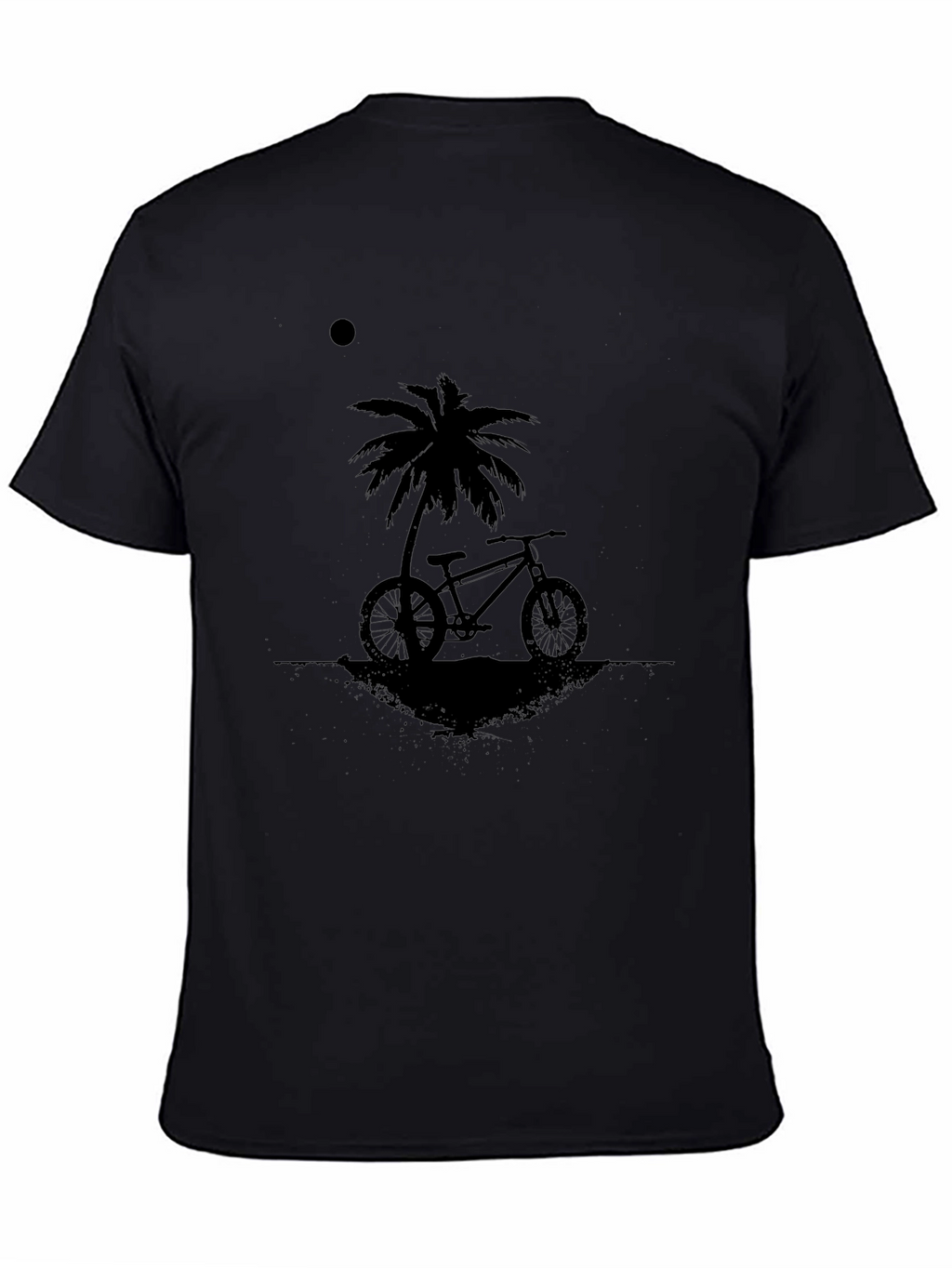 Black T-Shirt with Bike & Palm Tree Design