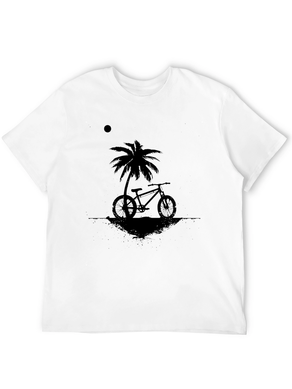 Black T-Shirt with Bike & Palm Tree Design