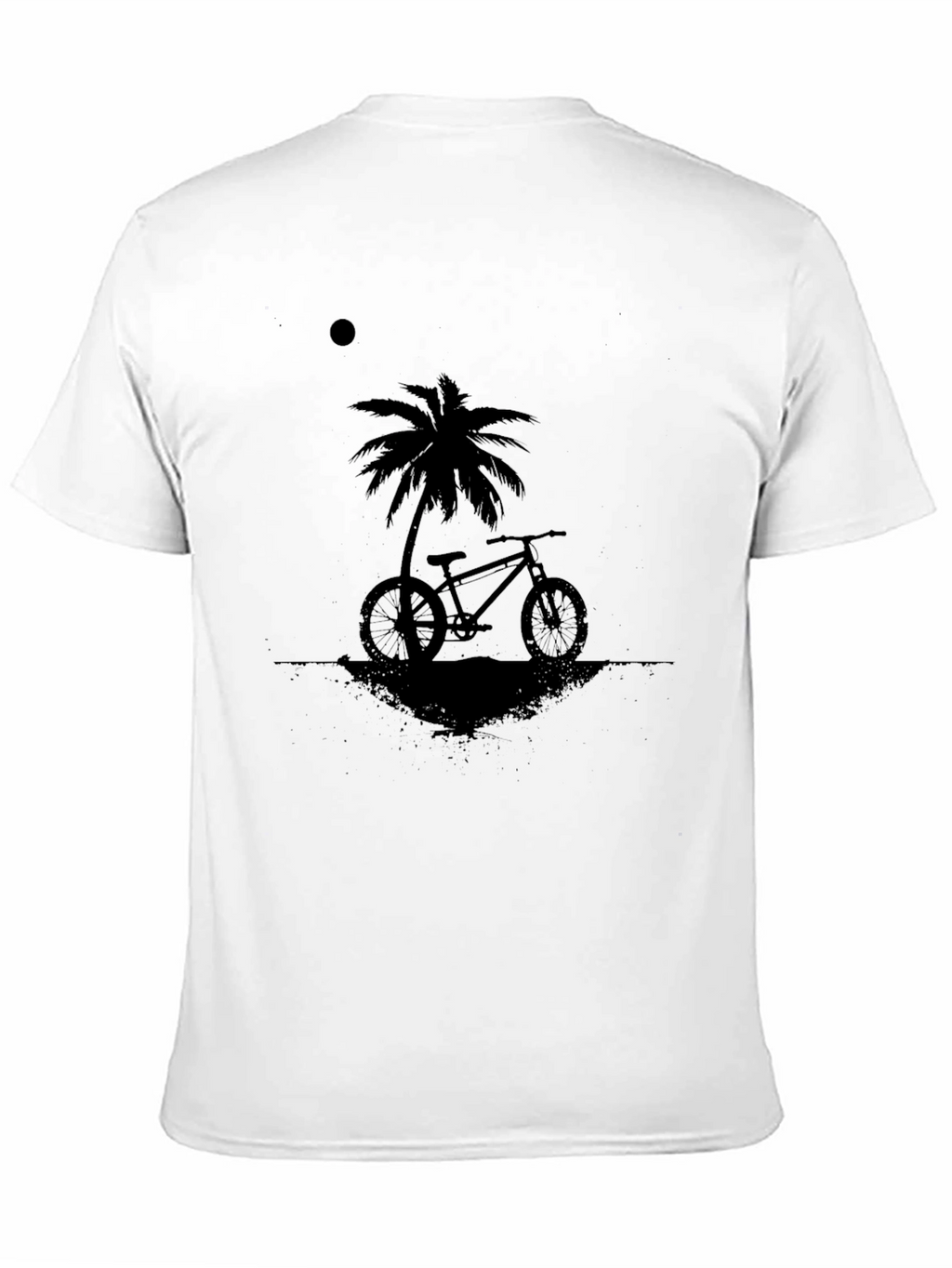 Black T-Shirt with Bike & Palm Tree Design