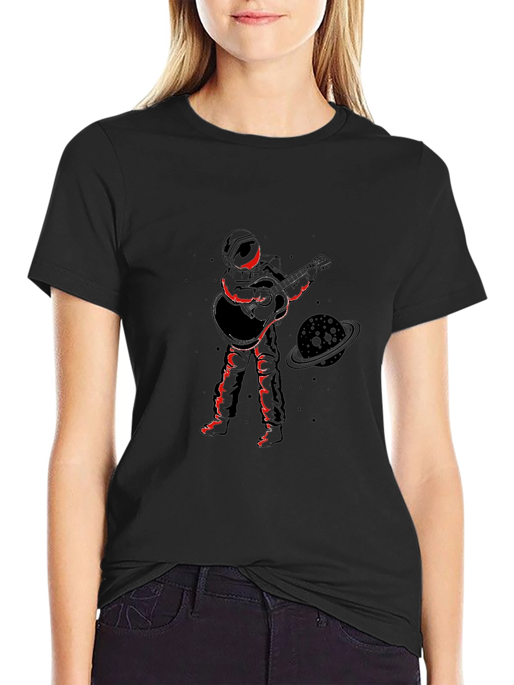 Astronaut Guitar Player Graphic Tee - Cool Space Design
