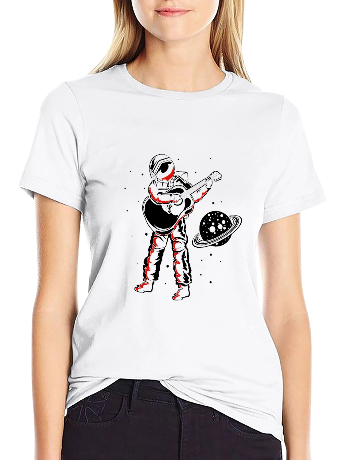 Astronaut Guitar Player Graphic Tee - Cool Space Design