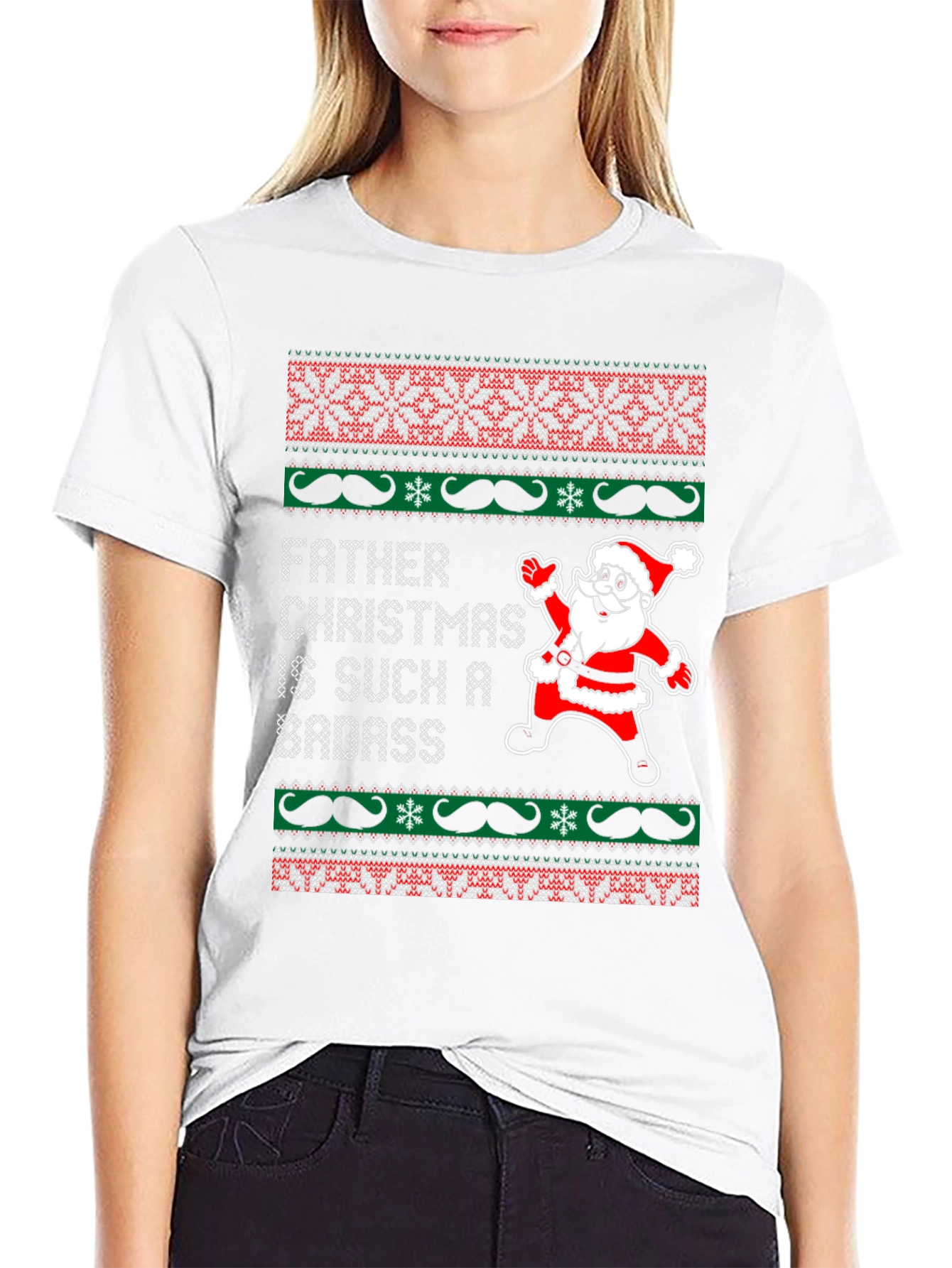 Father Christmas Badass Ugly Sweater Style T-Shirt