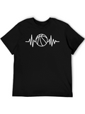 Basketball Heartbeat Graphic Tee - Black