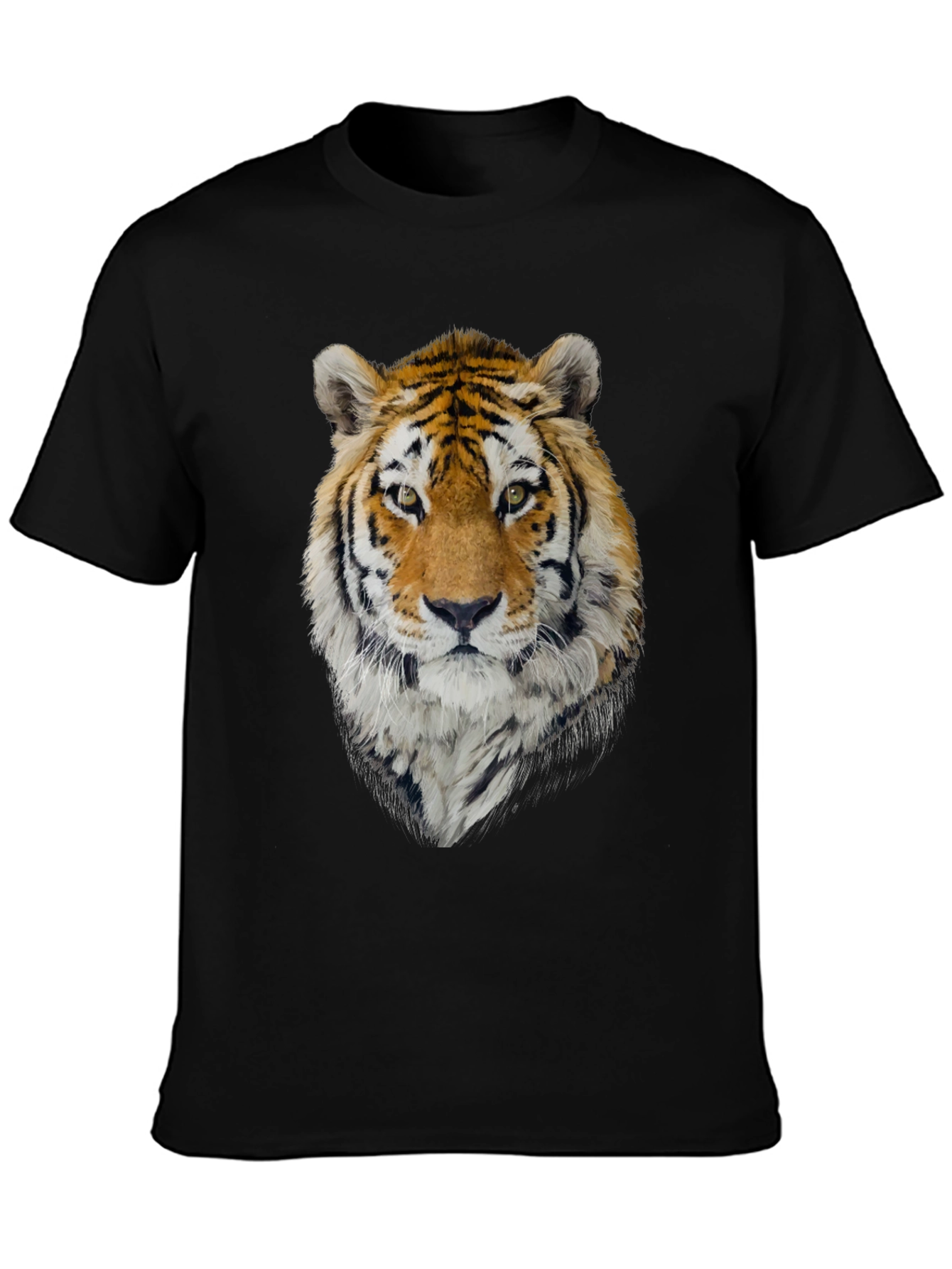 Tiger Graphic Tee - Mens Black Crew Neck T-Shirt