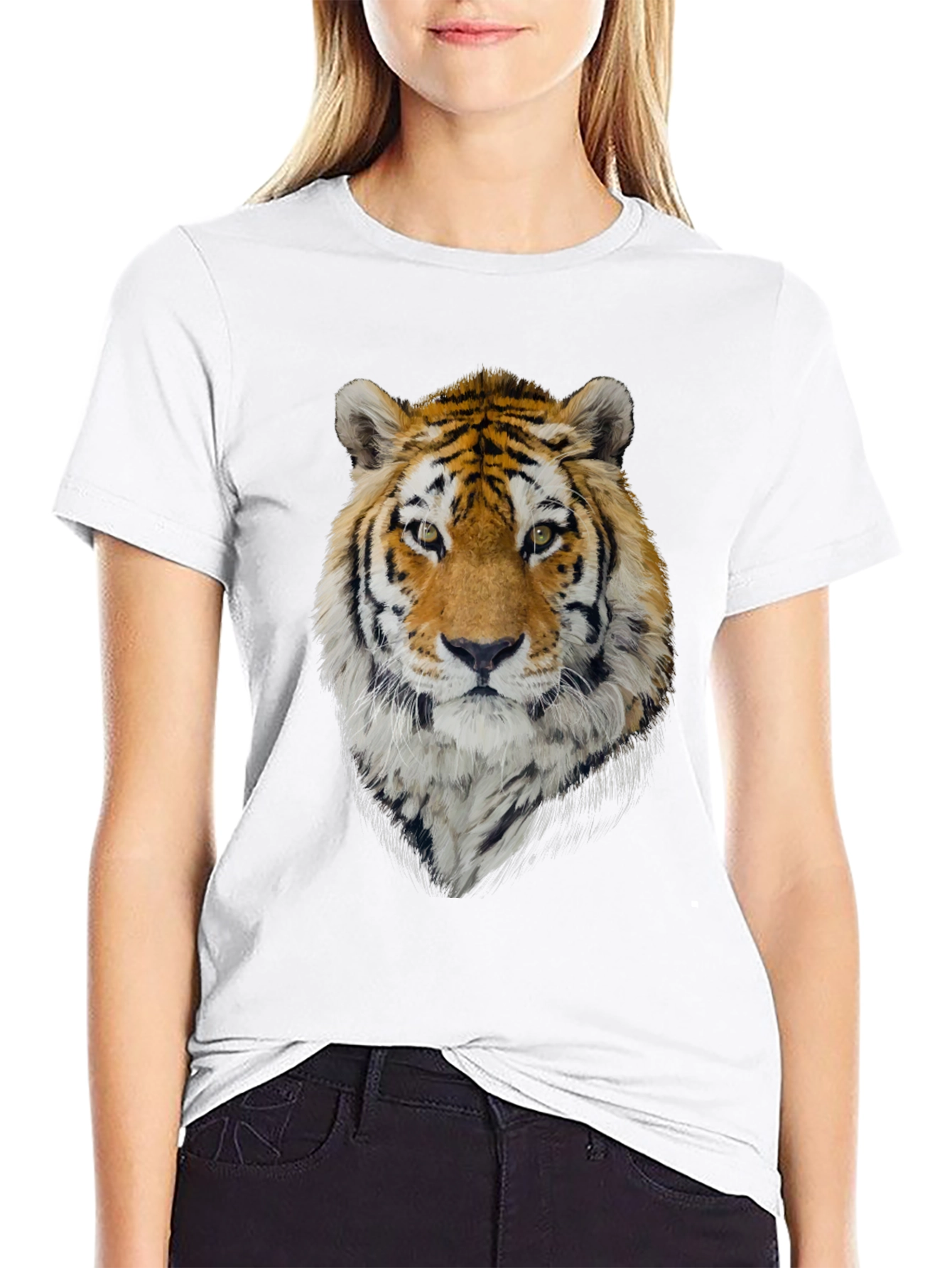 Tiger Graphic Tee - Mens Black Crew Neck T-Shirt