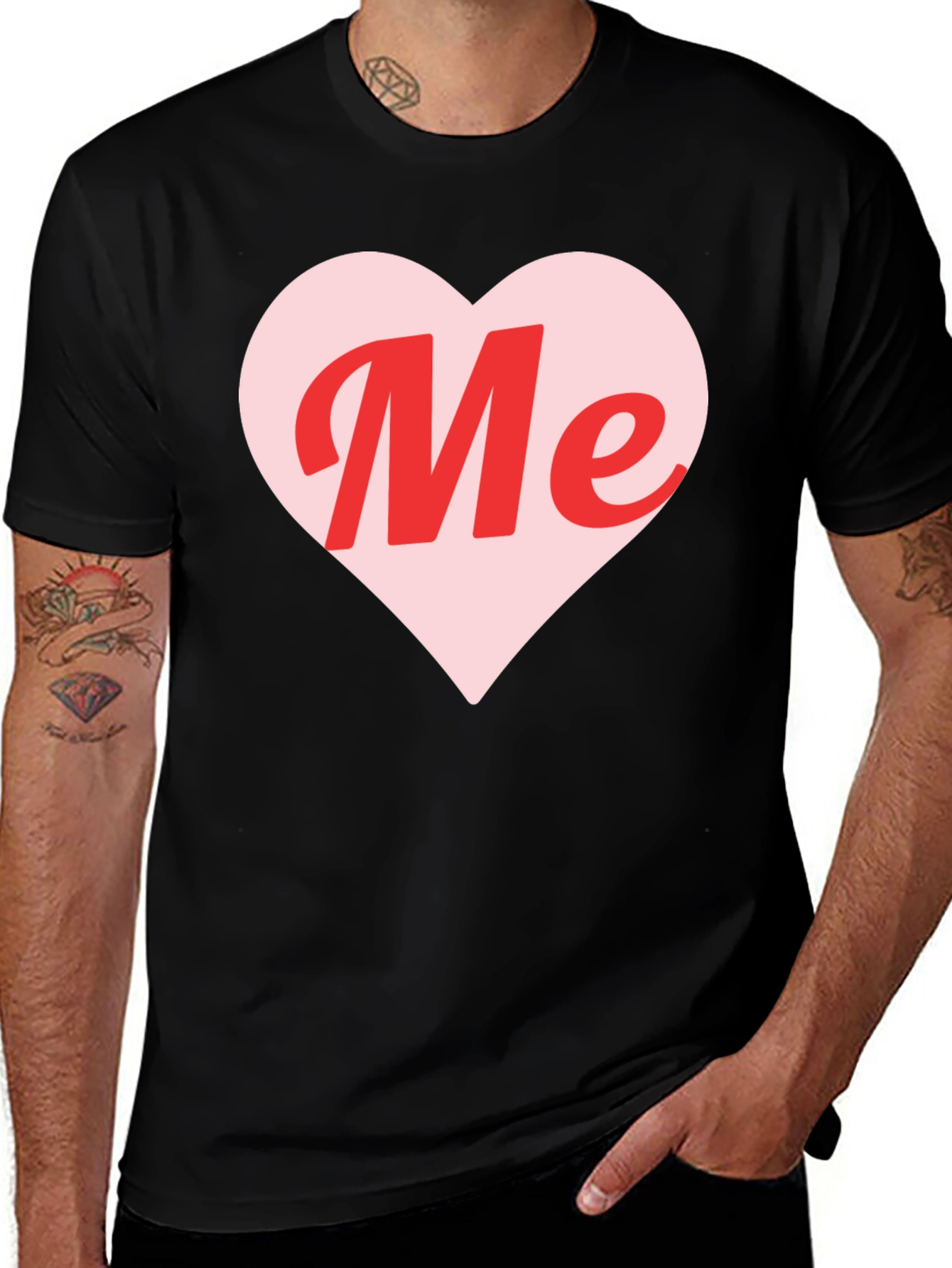 Me Heart Graphic Tee - Trendy Black T-Shirt