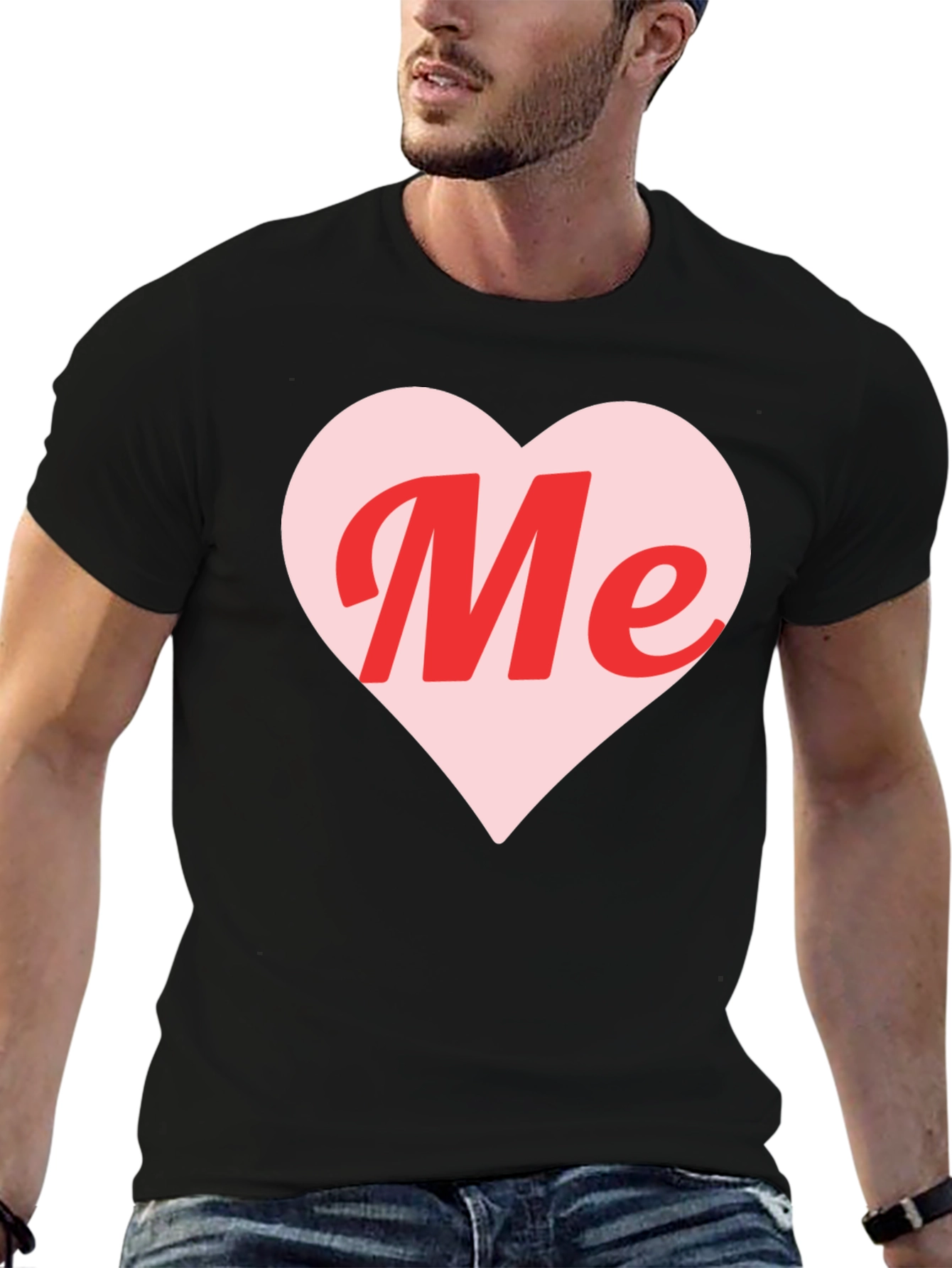 Me Heart Graphic Tee - Trendy Black T-Shirt