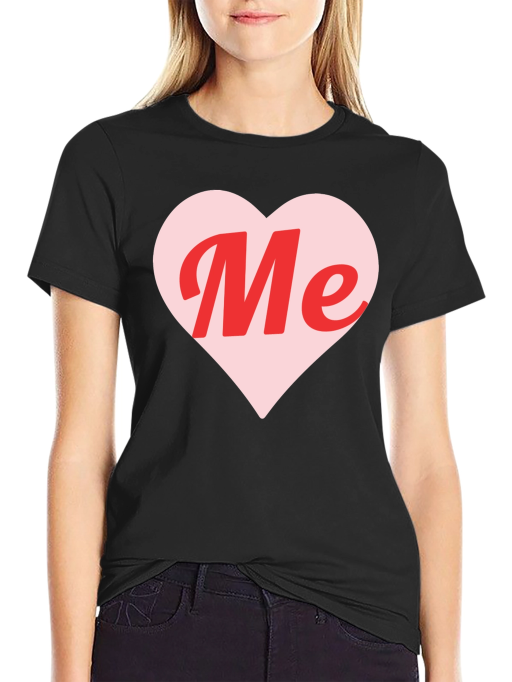 Me Heart Graphic Tee - Trendy Black T-Shirt