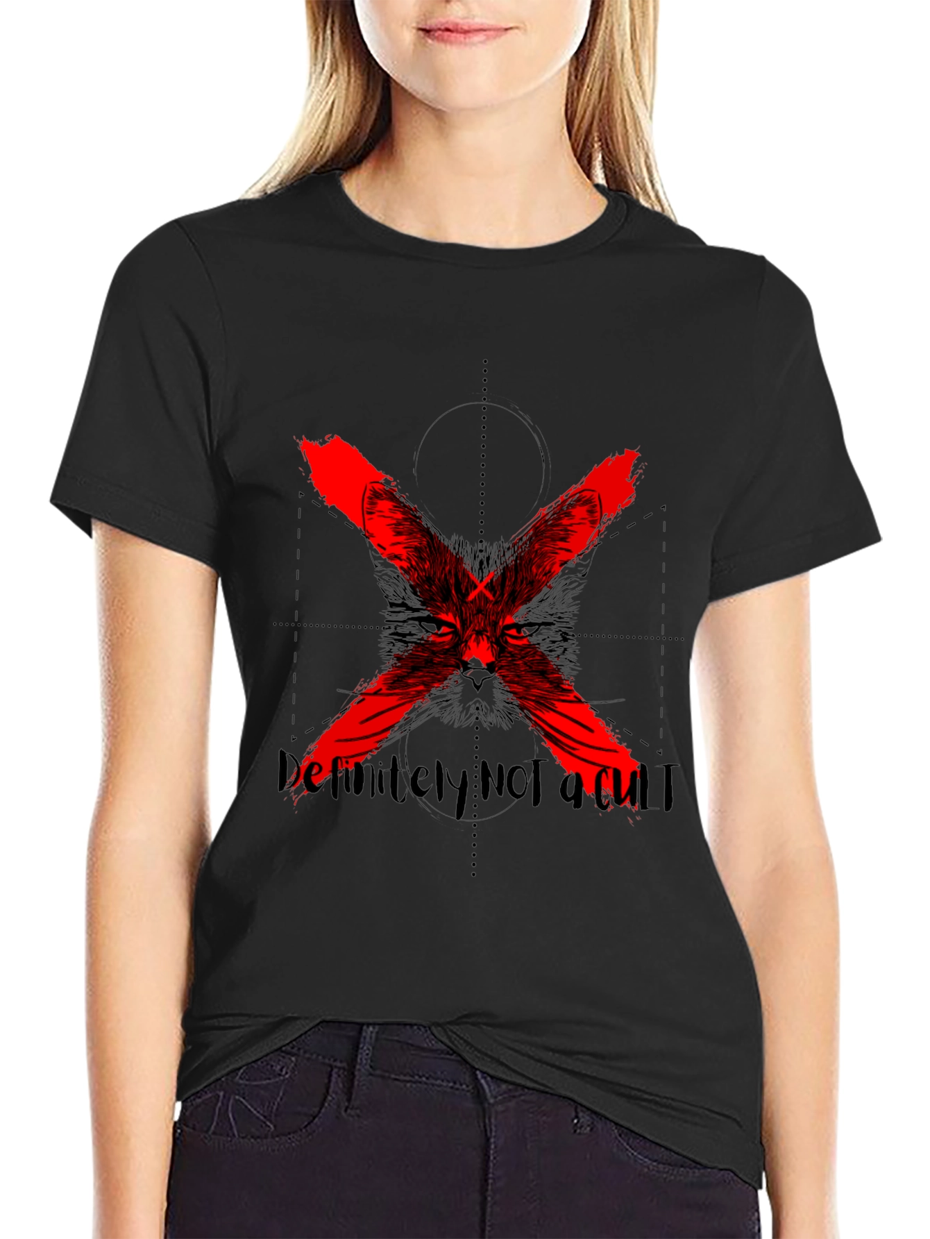 Definitely Not a Cult Black Graphic Tee