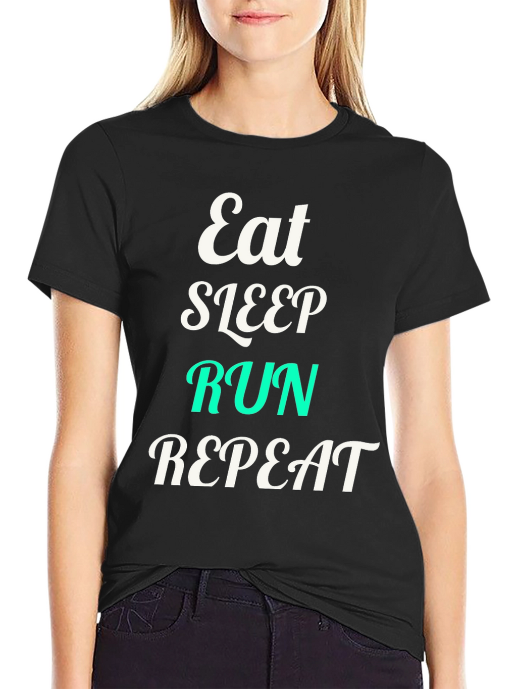 Eat Sleep Run Repeat Black Graphic T-Shirt
