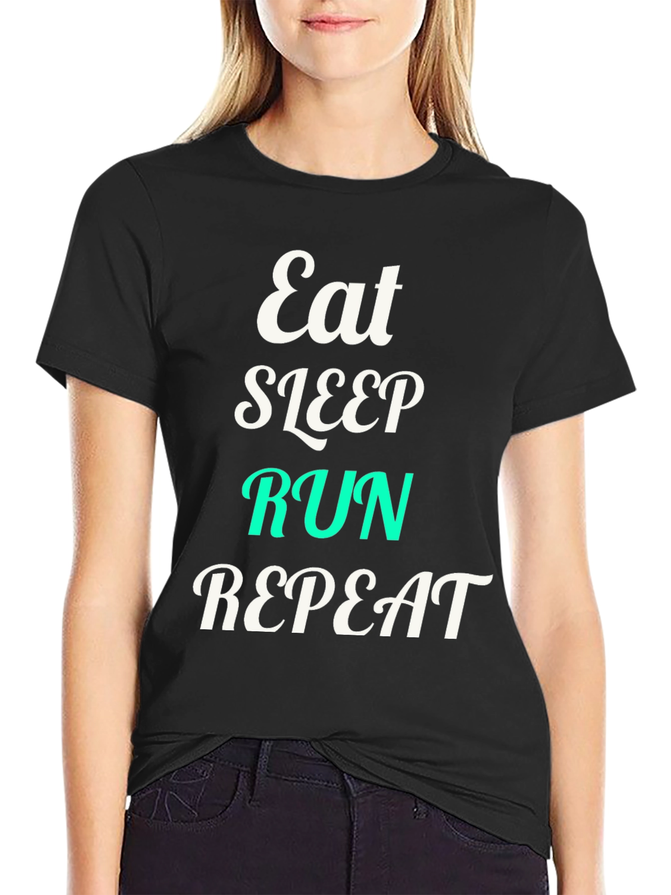 Eat Sleep Run Repeat Black Graphic T-Shirt