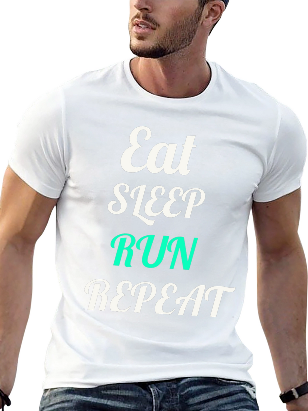 Eat Sleep Run Repeat Black Graphic T-Shirt