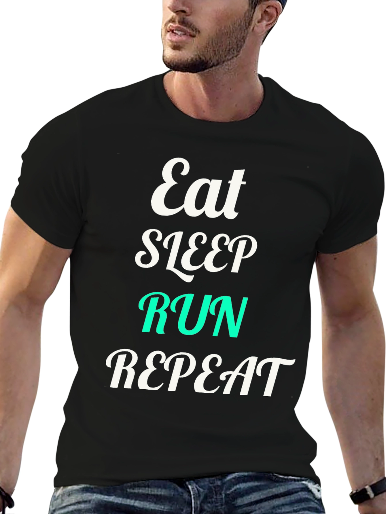 Eat Sleep Run Repeat Black Graphic T-Shirt