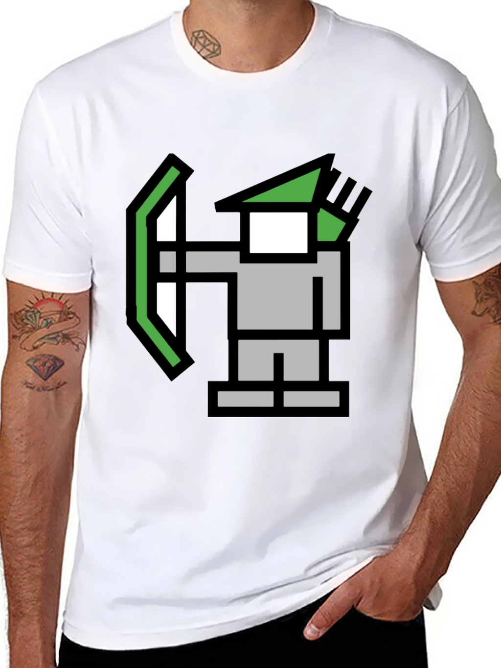 Pixel Archer Black Tee - Retro Gaming Style