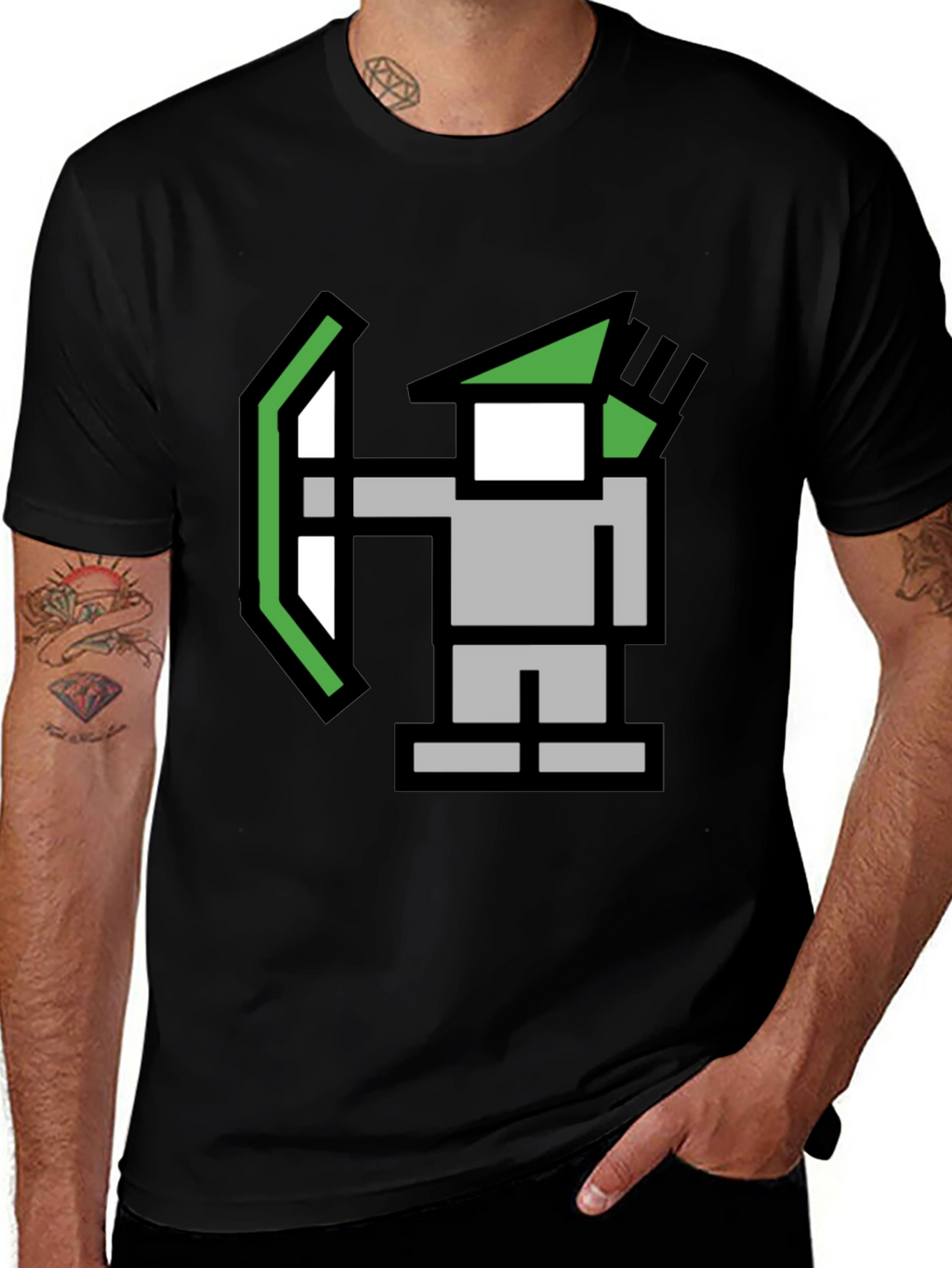 Pixel Archer Black Tee - Retro Gaming Style