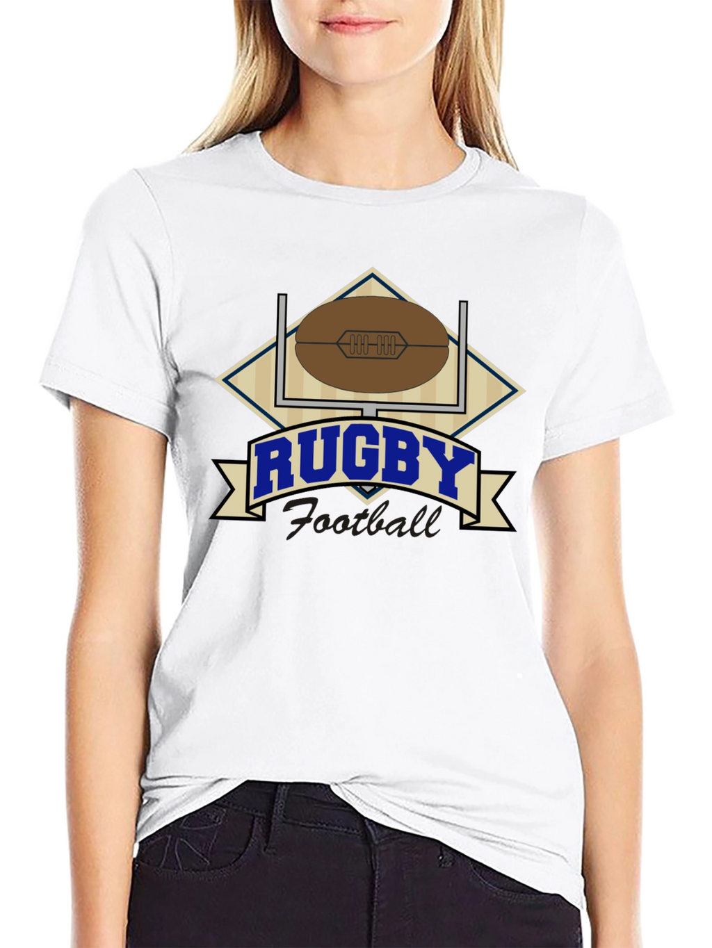 Rugby Football Graphic Black T-Shirt