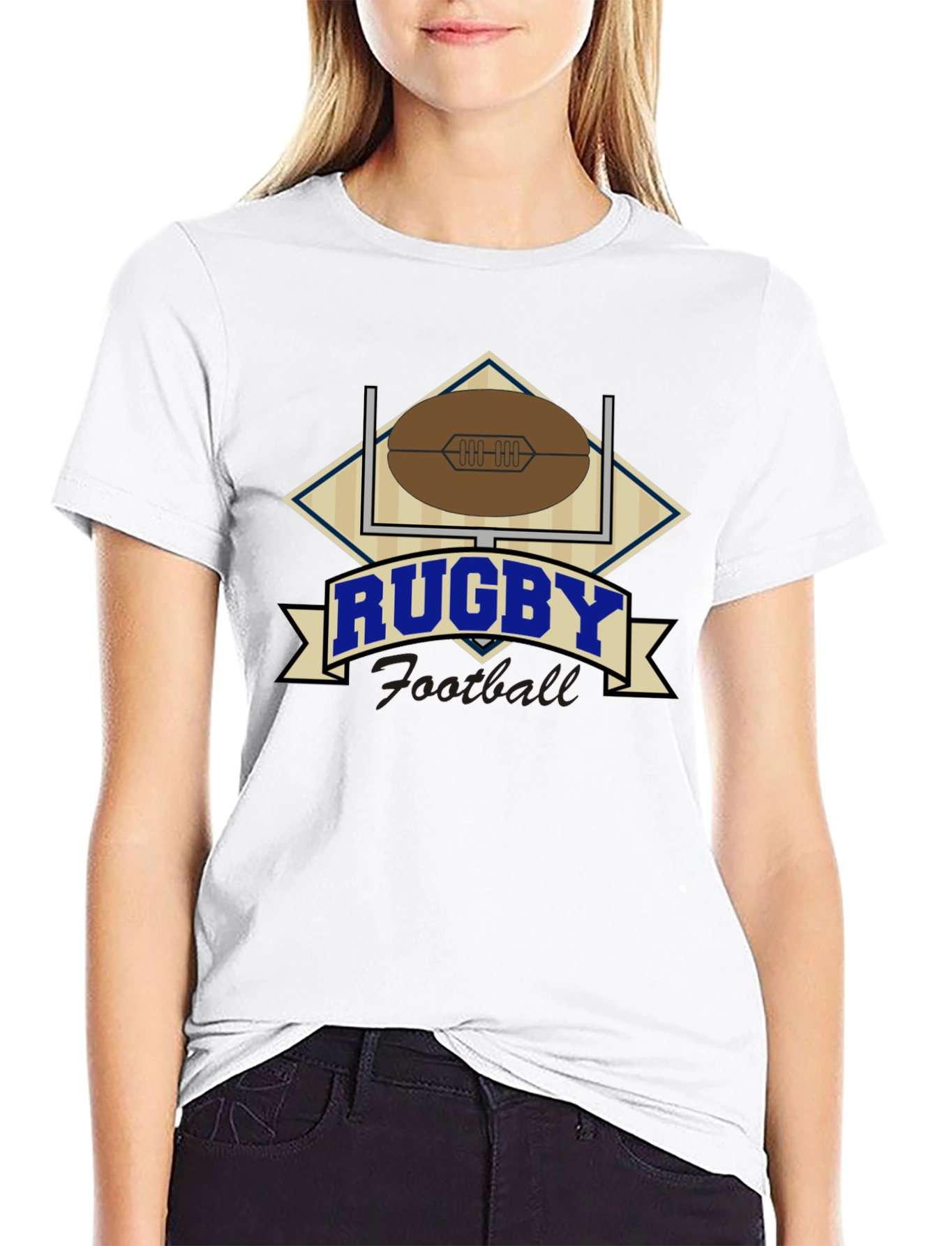 Rugby Football Graphic Black T-Shirt