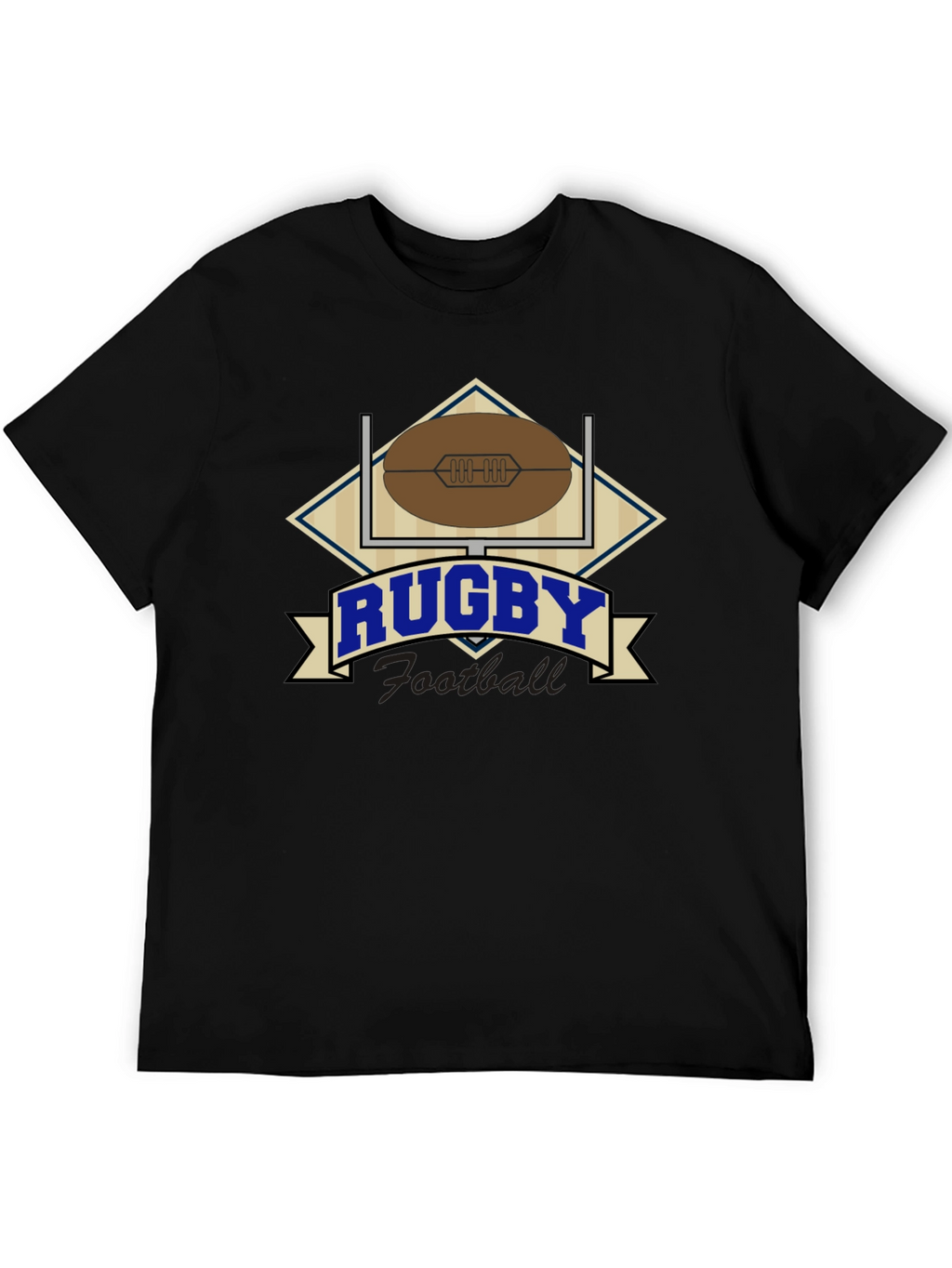 Rugby Football Graphic Black T-Shirt