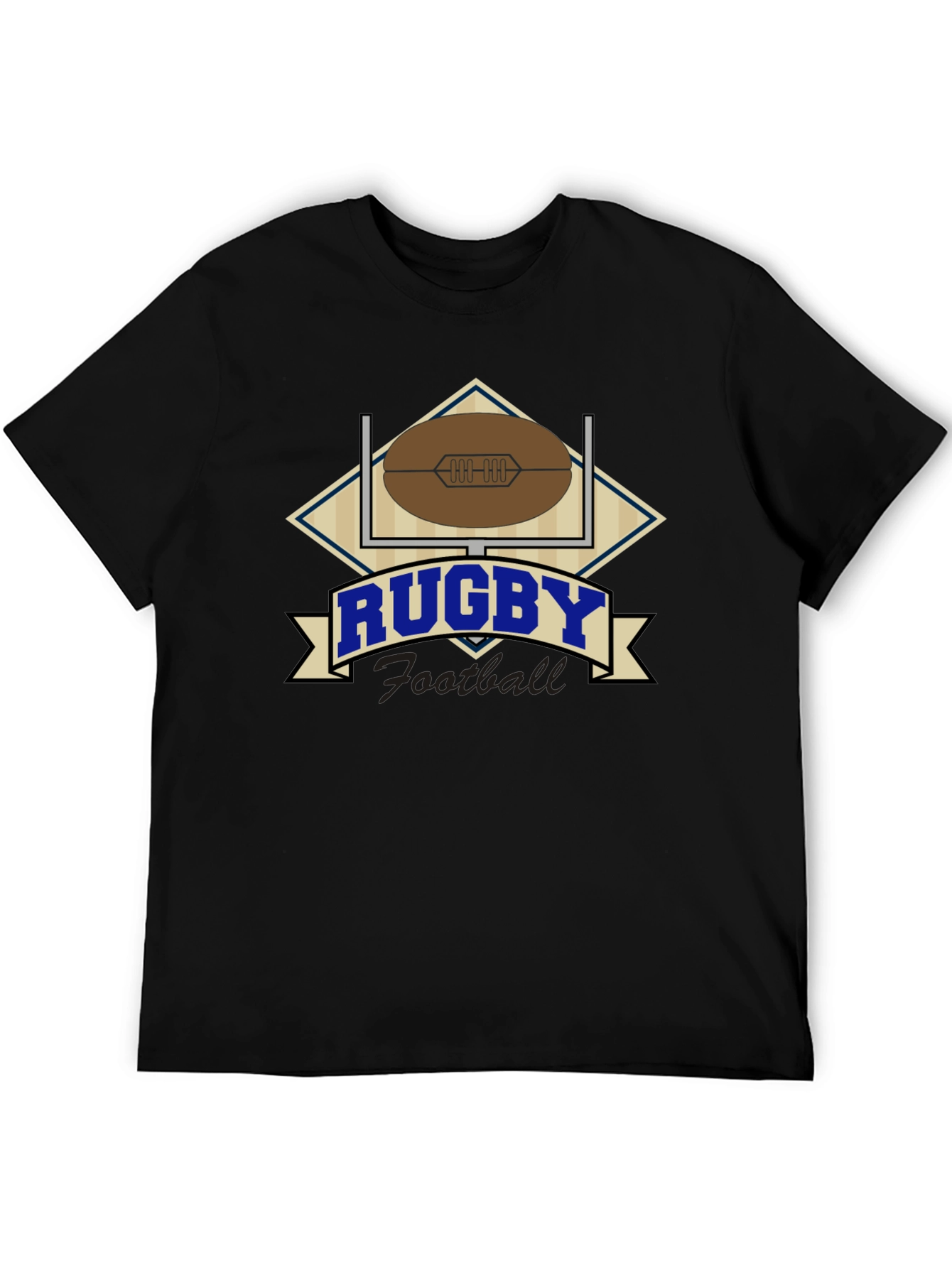 Rugby Football Graphic Black T-Shirt