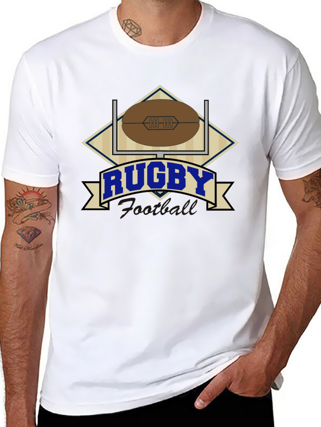 Rugby Football Graphic Black T-Shirt