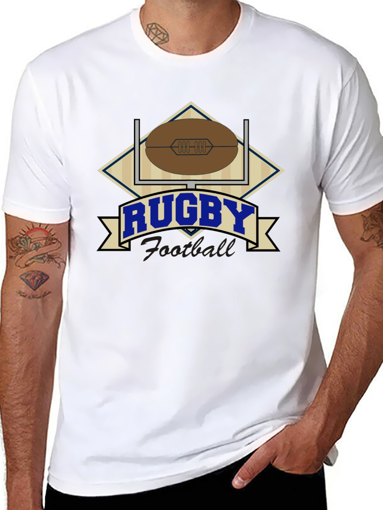 Rugby Football Graphic Black T-Shirt