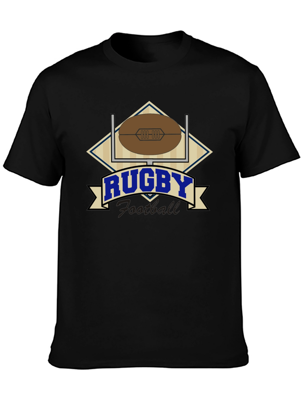 Rugby Football Graphic Black T-Shirt