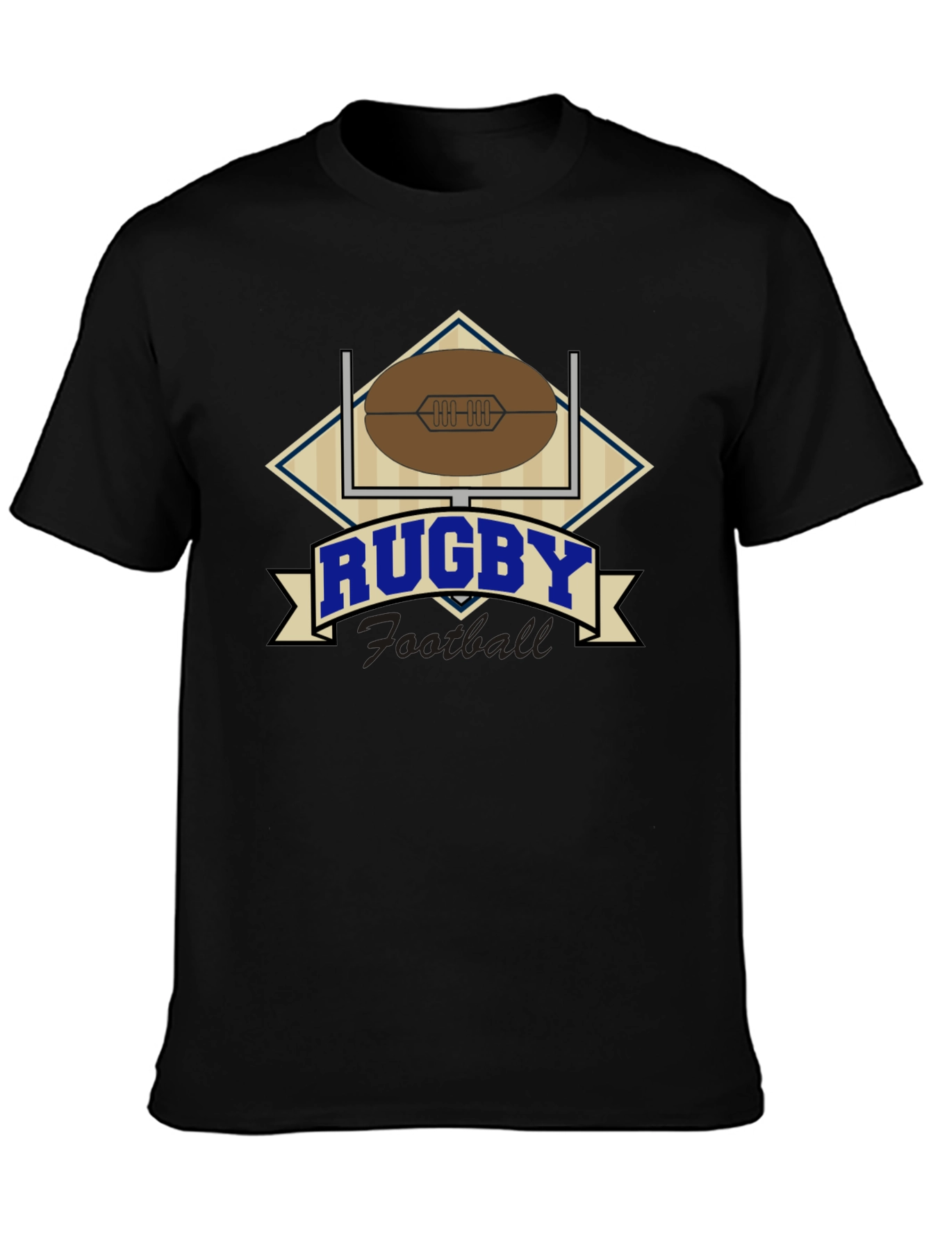 Rugby Football Graphic Black T-Shirt