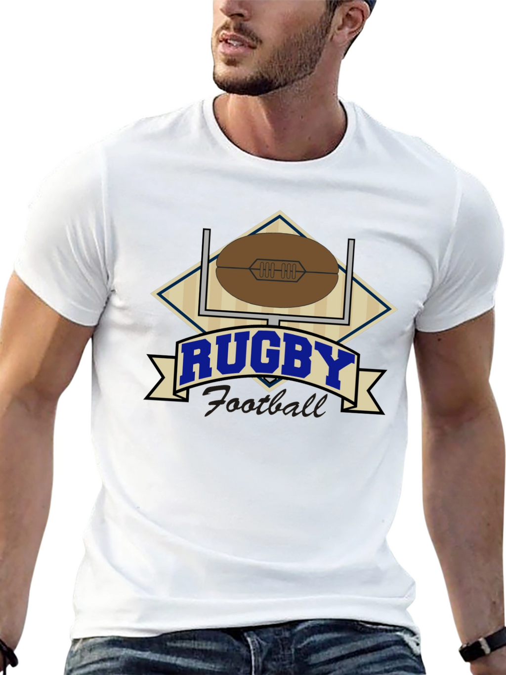 Rugby Football Graphic Black T-Shirt