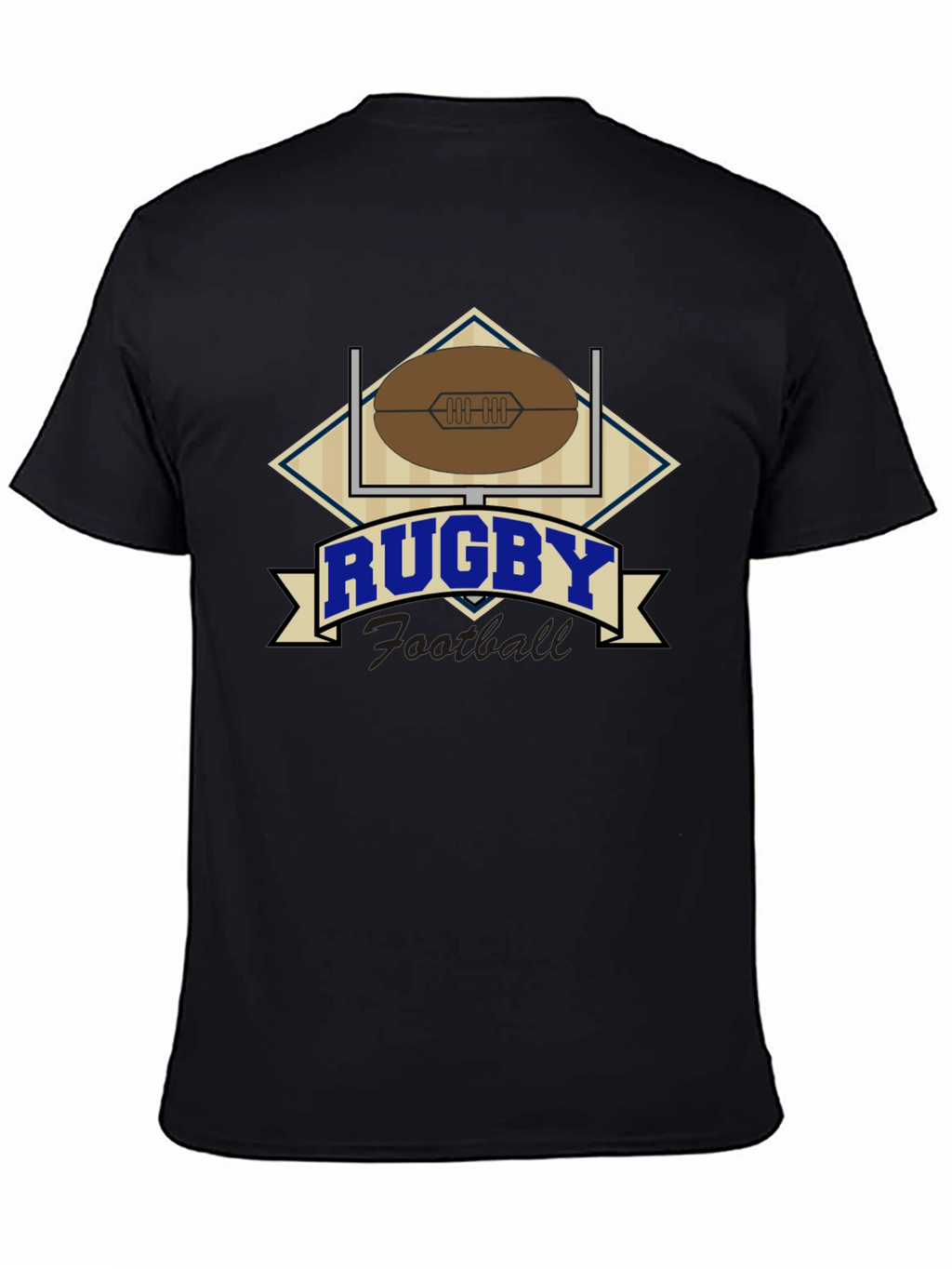 Rugby Football Graphic Black T-Shirt