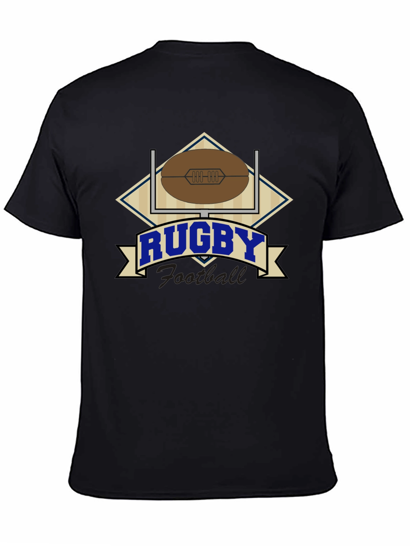 Rugby Football Graphic Black T-Shirt