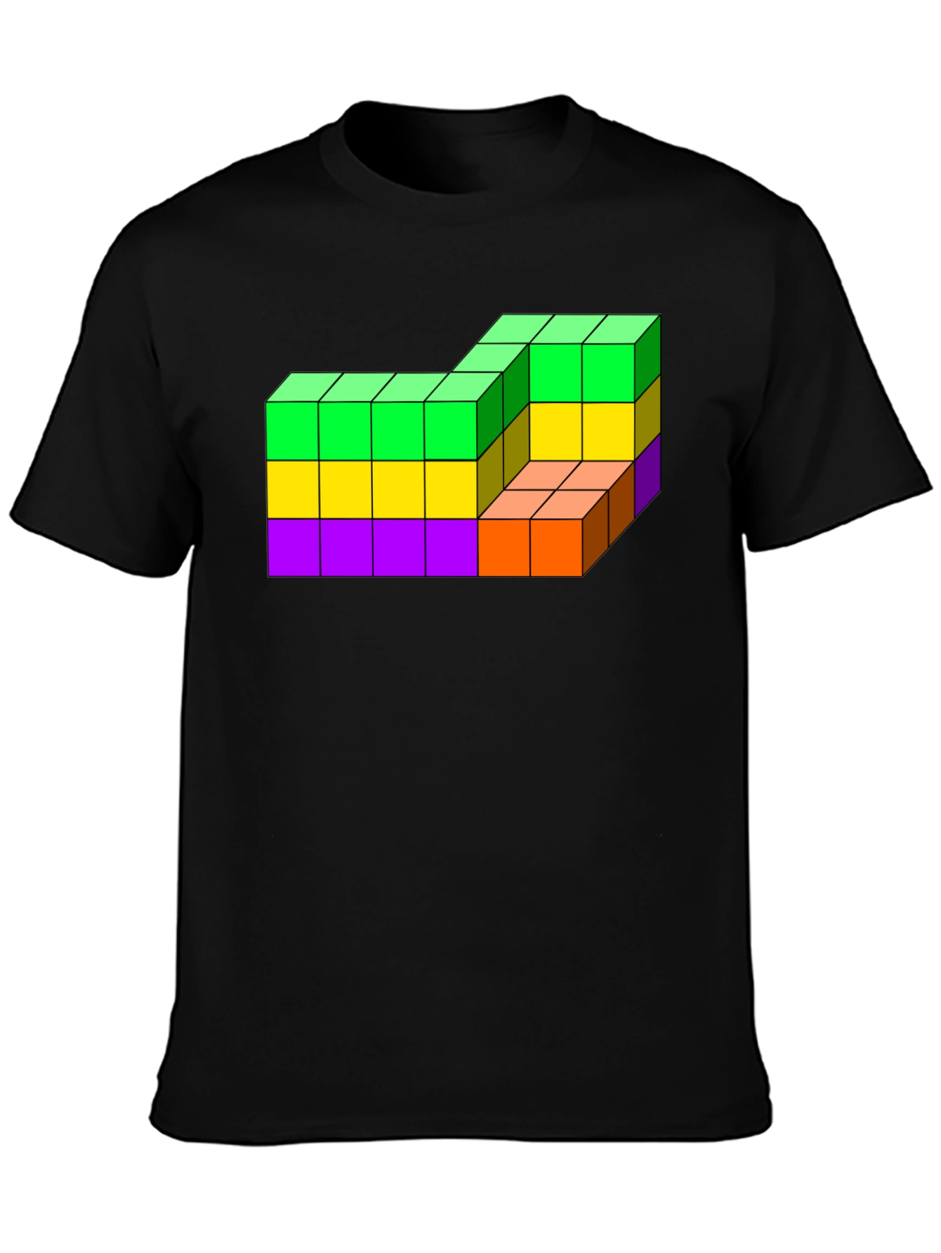 Tetris Cube Block Graphic T-Shirt