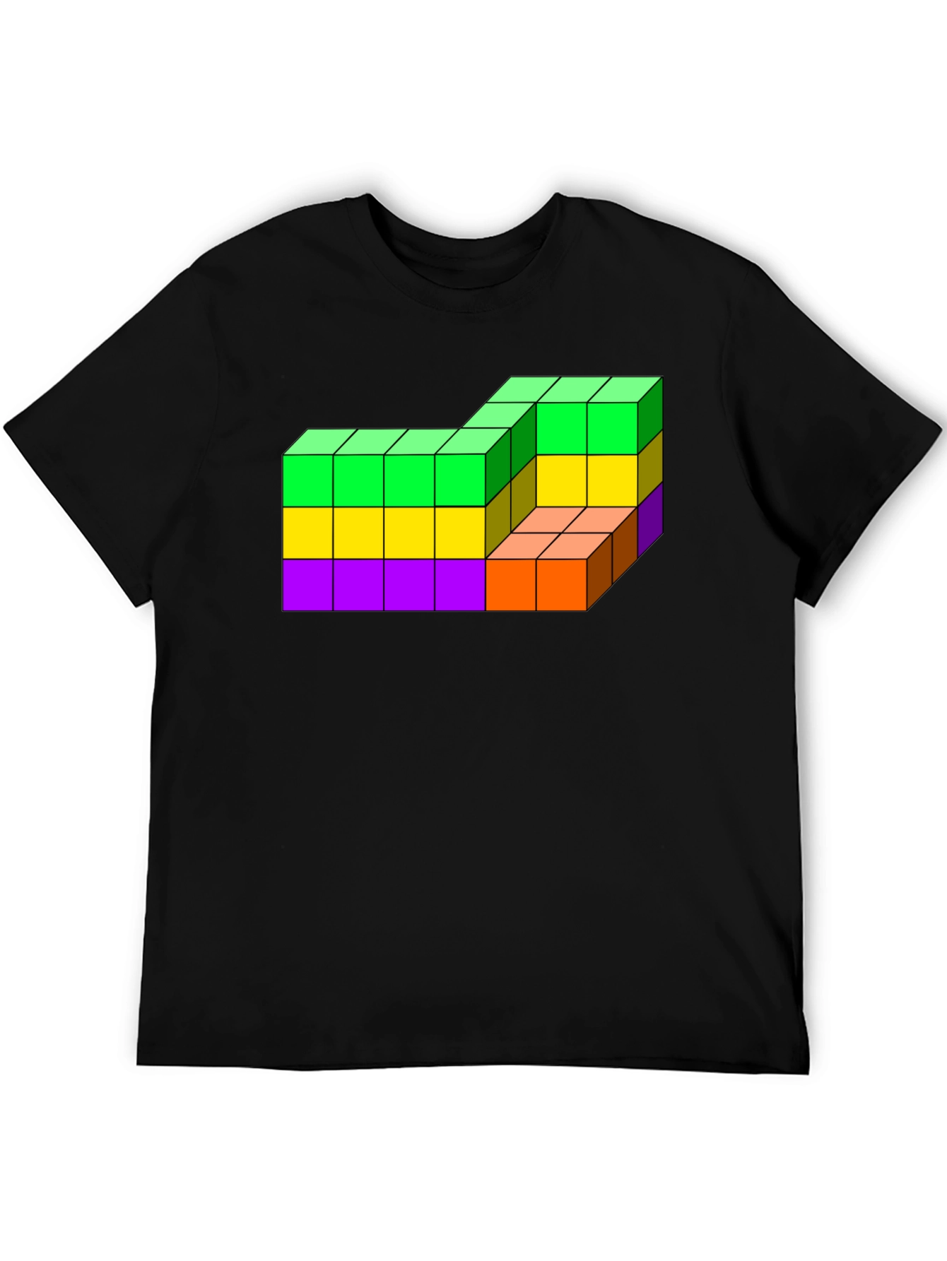 Tetris Cube Block Graphic T-Shirt