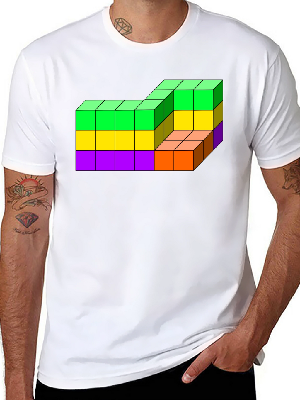 Tetris Cube Block Graphic T-Shirt