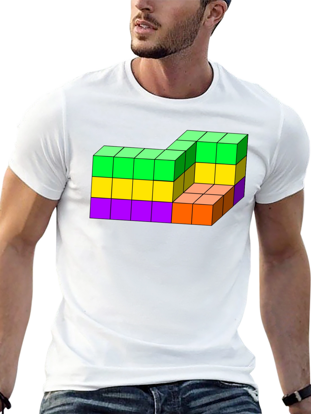 Tetris Cube Block Graphic T-Shirt