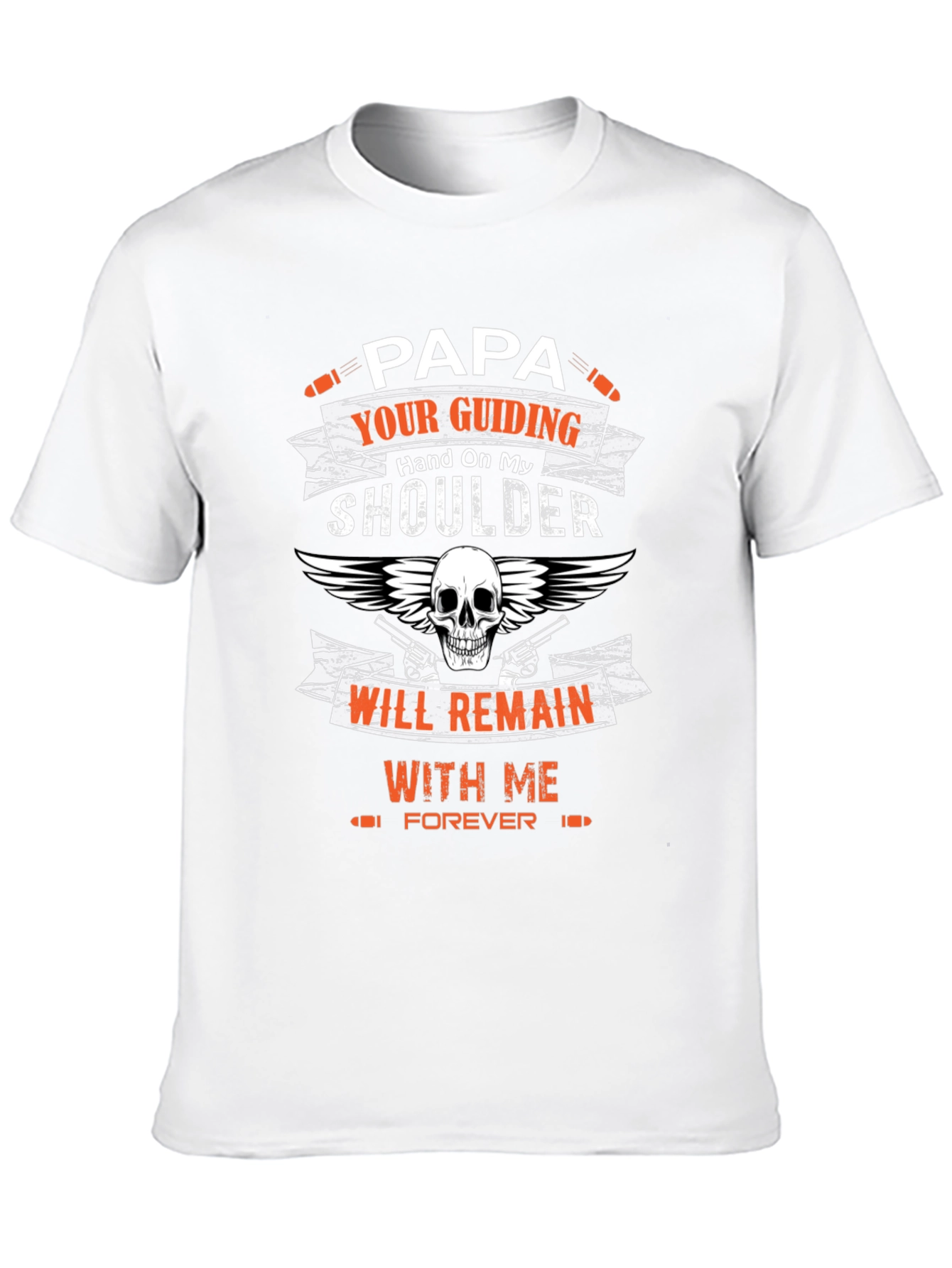 Papas Guiding Hand T-Shirt - Skull & Guns Design