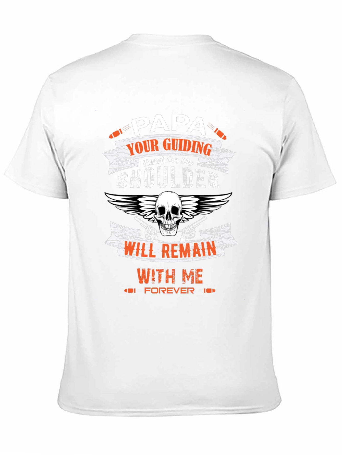 Papas Guiding Hand T-Shirt - Skull & Guns Design