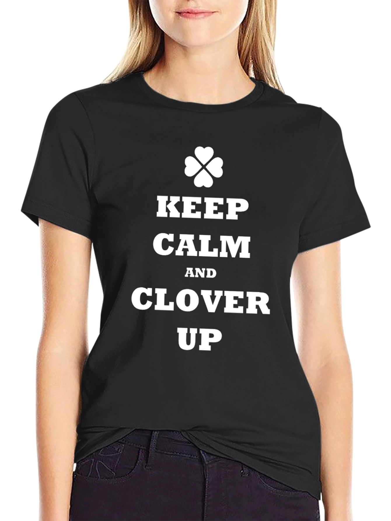 Keep Calm & Clover Up Black T-Shirt