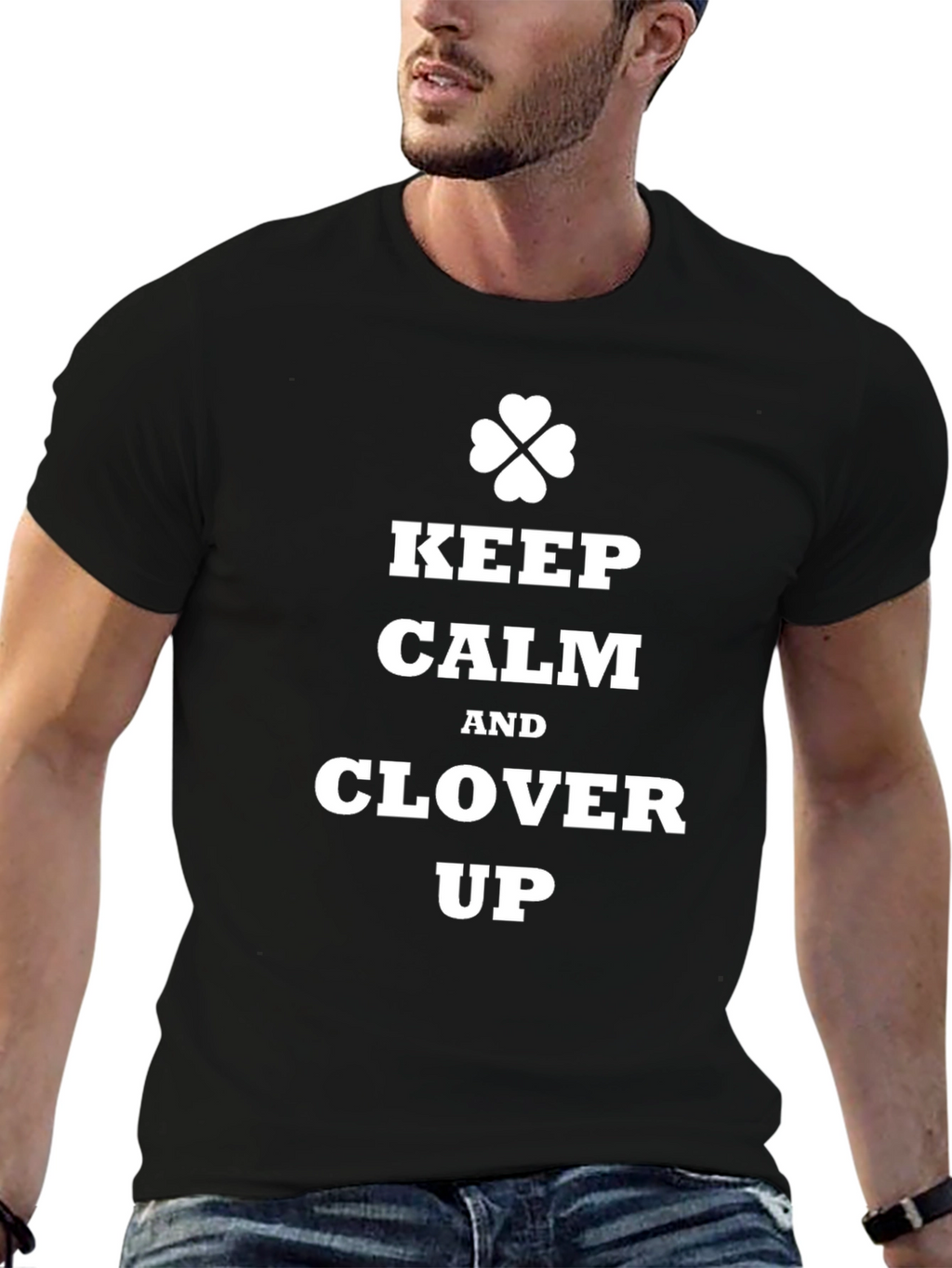 Keep Calm & Clover Up Black T-Shirt