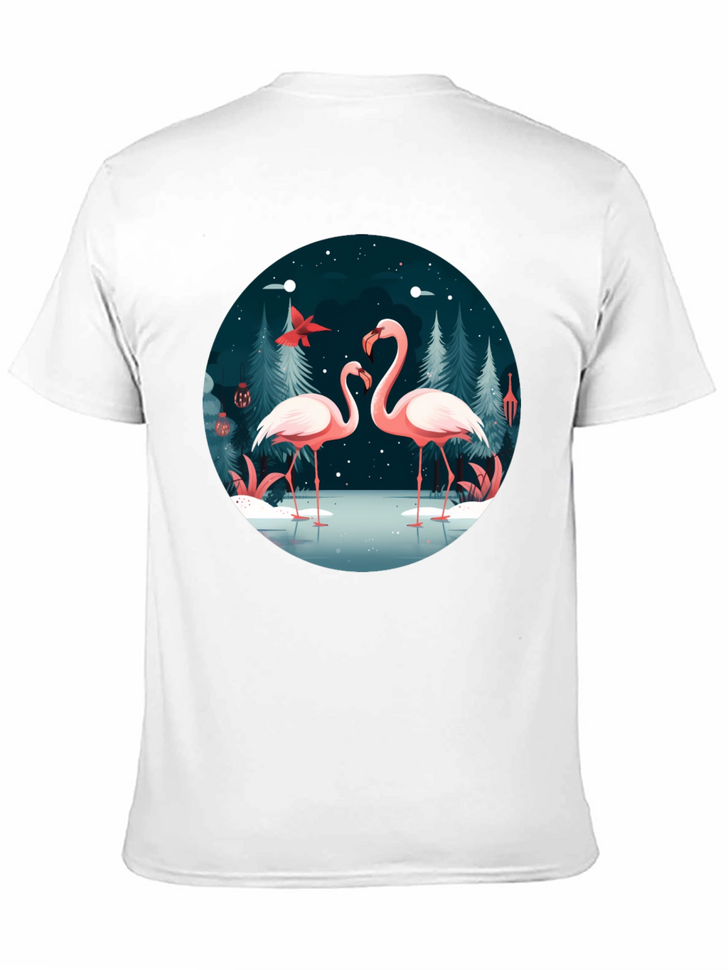 Flamingo Winter Scene Graphic Tee