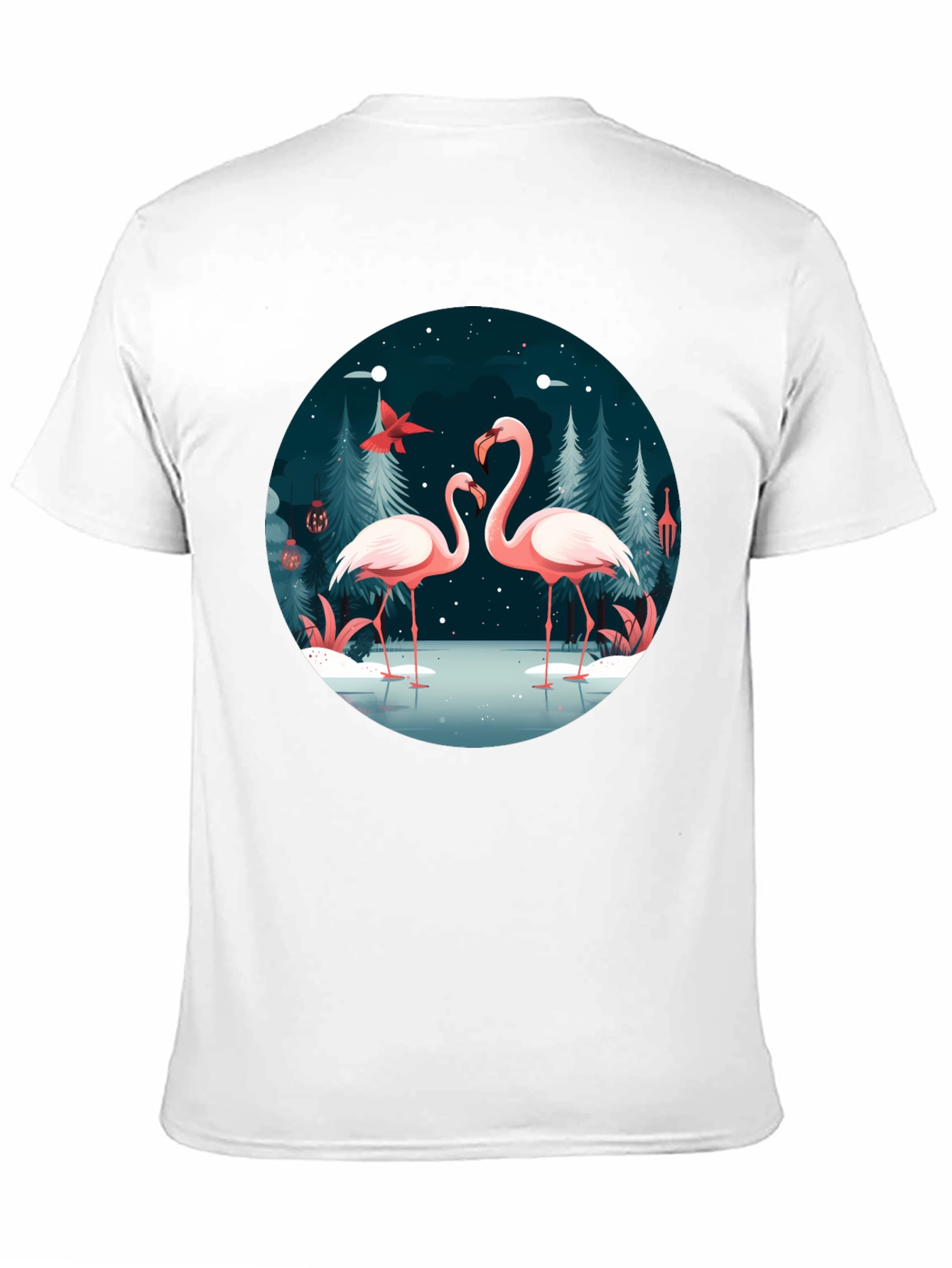 Flamingo Winter Scene Graphic Tee
